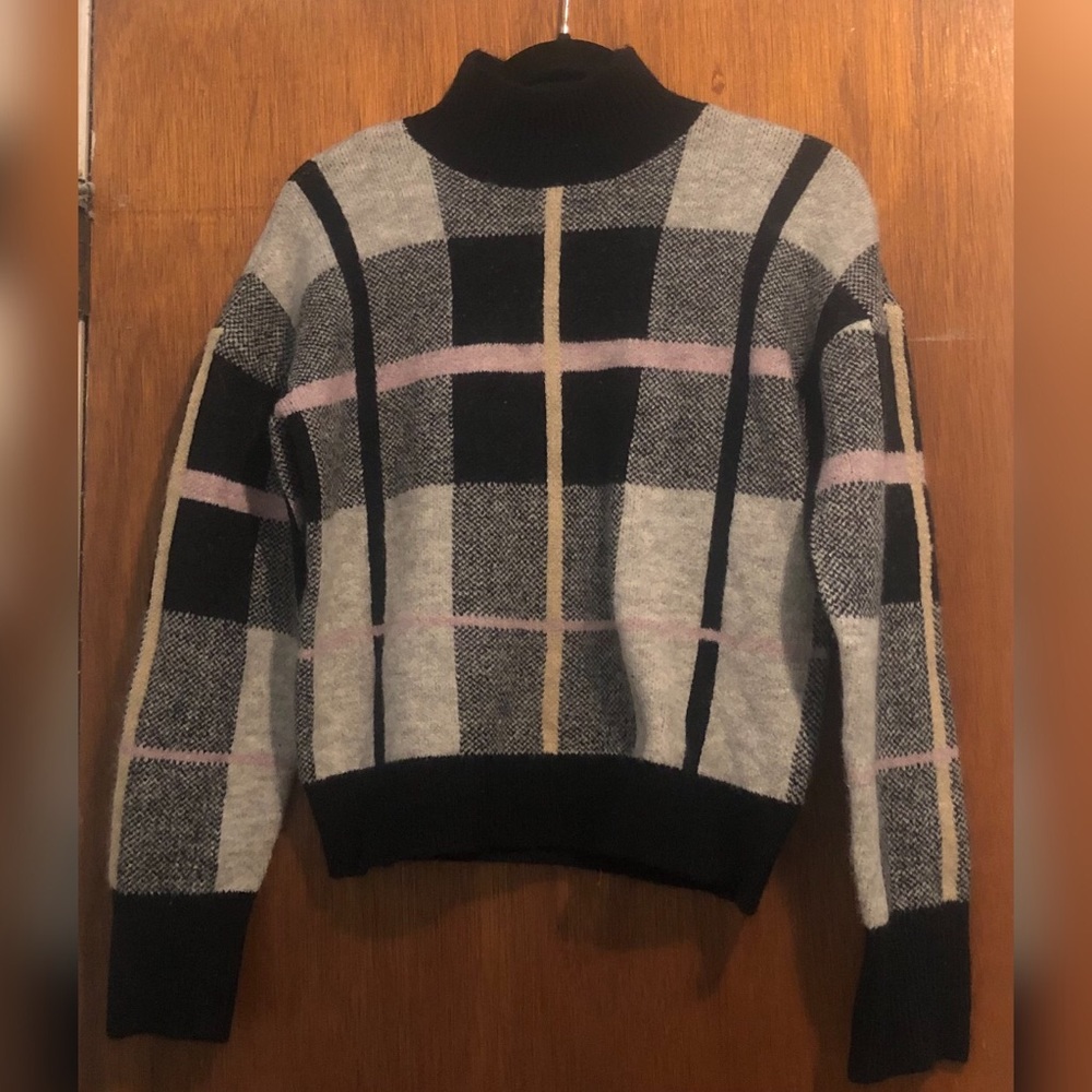 Marled Reunited Clothing Plaid Blue Gray Pink Yellow Women’s Preppy Sweater